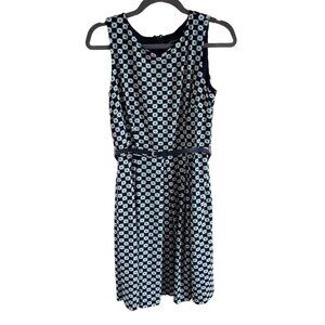 Liz Claiborne Woman Size 6 Fit and Flare dress with leather belt Geometric Print
